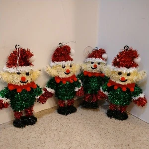 Juego de adornos de Navidad 4 payasos de oropel Santa 7" NUEVO - Imagen 1 de 5