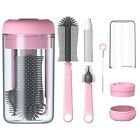 Travel Bottle Cleaner Kit, Silicone Baby Bottle Brush Set with Light Pink