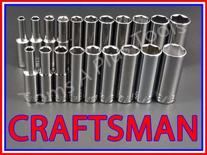 CRAFTSMAN HAND TOOLS 20pc Deep 1/4 SAE METRIC MM 6pt ratchet wrench socket set - Picture 1 of 4