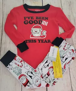 NEU Carters rot Pyjama Set Baby Junge Hose + Langarm Urlaub Weihnachtsmann lustig 24m - Bild 1 von 1