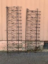 Two Early Antique Wrought Iron Fence Panels Gothic , Garden,