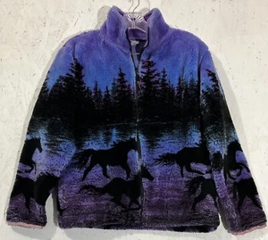 Chaqueta polar de felpa Black Mountain Twilight Horses para niñas talla XS púrpura - Imagen 1 de 16