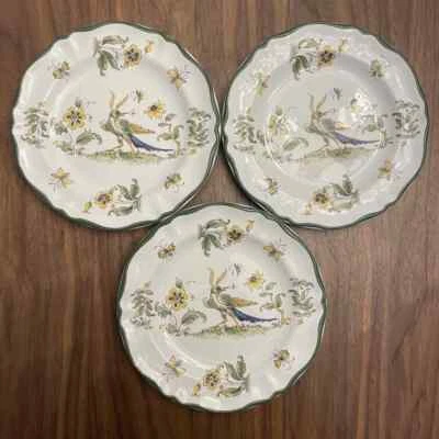 Juego de 3 platos de ensalada vintage Varages Vieux Provence con adornos verdes para pájaros flores 8,25" Foto 1 de 4