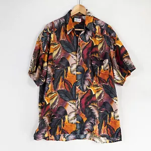 Camisa Cezar Para Hombre Mediana Multicolor Estampado de Hojas Abotonada Ligera Seda Informal - Imagen 1 de 8