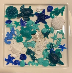 Tiny Plastic Resin Sea Creatures Craft Supplies Turtles Shells Star Fish Crab - Picture 1 of 2