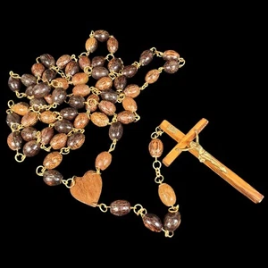 Large Vintage Palm Wood Rosary 6' Wall Hanging Lent Holy Week Christian Crucifix - Picture 1 of 18