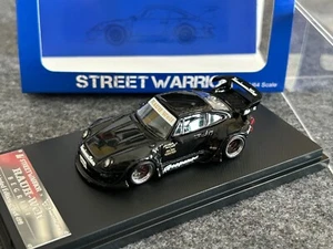 Street WARRIOR SW 1/64 Porsche RWB 993 Black Sport Car Diecast Model Car Limited - Picture 1 of 9