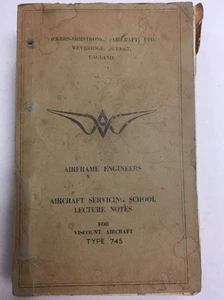 Viscount Type 745 Airframe Engineers Lecture Notes-Aircraft Servicing School - Bild 1 von 12