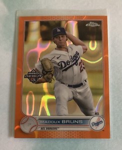 Maddux Bruns 2022 Topps Pro Debut Chrome Orange Lava Refractor #/25 Dodgers