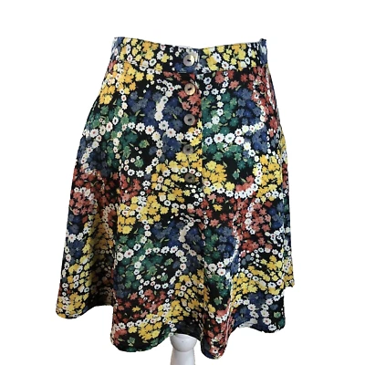 Falda Esprit Vintage Años 90 Talla XS Azul Amarillo Línea A Patinador Mini Gasa Floral Foto 1 de 4