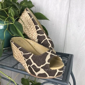 CL by Launday Date Night Platform Wedge Espadrilles Animal Giraffe Print Size 7 - Picture 1 of 9