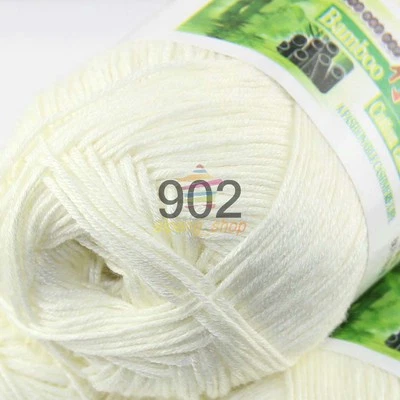 Venta 1 madeja X 50 g hilo de tejer algodón bambú suave natural para bebé súper suave Foto 1 de 4