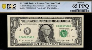 2009 $1 FRN B0000500B P.C.G.S #65PPQ - Picture 1 of 3