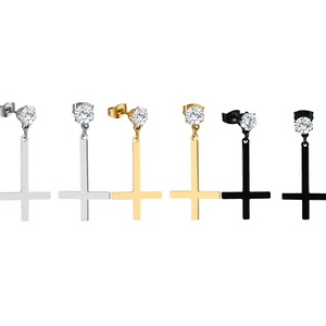 3 Pairs Upside Down Cross Dangle Earrings Inverted Cross CZ Stud Earrings Set - Picture 1 of 10