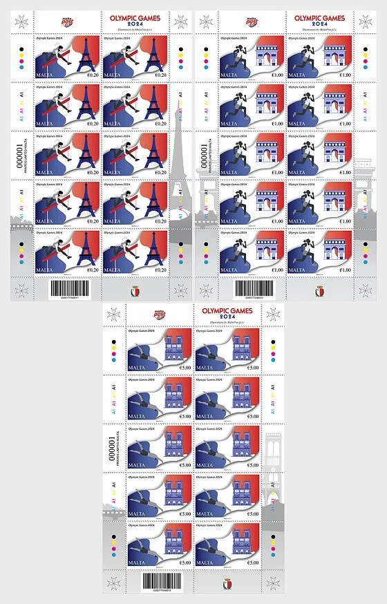 Malta 2024 Juegos Olímpicos PARÍS deporte obstáculo Torre Eiffel natación atlética 3x10v Foto 1 de 1