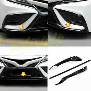 For 2021-2023 Toyota Camry SE XSE Front Bumper Molding Gloss Black Cover Trims - Picture 1 of 8