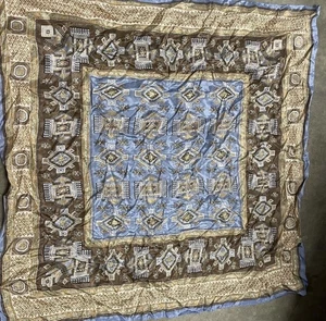 Vintage Oscar Del La Renta Schal Damen braun blau Krawatte Seide  - Bild 1 von 3