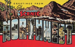 Postcard Large Letter Greetings from The Scenic Northwest 1948 - Picture 1 of 2