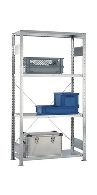 META Steckregal H2000xB1000xT500mm Grundregal verzinkt 2 Rahmen, 4 Fachböden