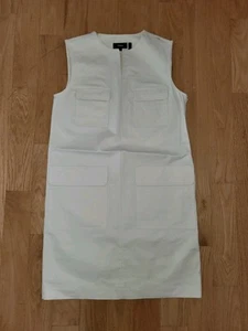 Theory Utilitarian Sleeveless Stretch Cotton Dress With Pockets Ivory Size 2 - Picture 1 of 8