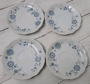 Seltmann Weiden Christina Porcelain Bavarian Blue 5 3/4" Saucer Plate Set Of 4 - Picture 1 of 4