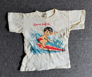 Vintage 1950s 60s Kids Shirt Surfing Child Size 6 Single Stitch - Picture 1 of 8