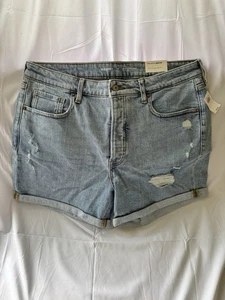 New High-Rise Button-Fly OG Straight Ripped Jean Shorts 5in Inseam size 16 - Picture 1 of 6