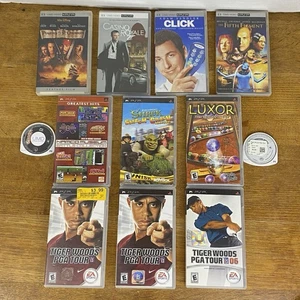 Sony PSP Lot 12: 4 Movies, 8 Games, Tiger Need Speed UMD Fifth Element Untested - Photo 1 sur 19