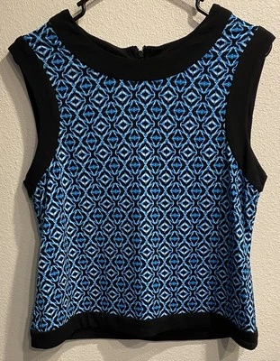 Vince Camuto Size M Multicolor Geometric Polyester Blend Short Blouse w/Zipper - Imagem 1 de 4