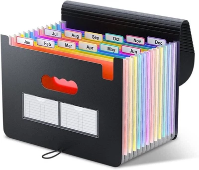 ThinkTex Ordner A4/Dokumentenmappe,12 Fächern Sortiermappe Fächermappe Datei O