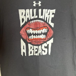 Under Armour Youth Boys Tshirt Size Small, Ball Like A Beast Football - Picture 1 of 4