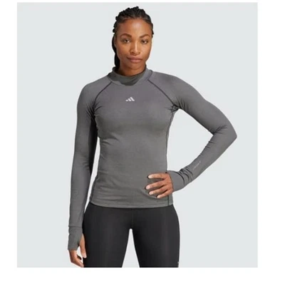 Camisa Adidas TF Cálida LS Para Mujer Gris Medio AEROREADY Manga Larga Entrenamiento Top Foto 1 de 4