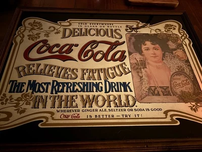 Vintage Coca Cola Mirror Sign Bar Art - Image 1 of 4