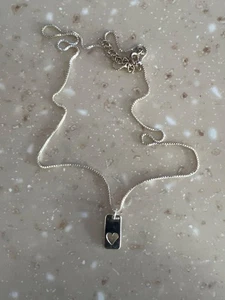 ND Sterling silver box chain & heart pendant 925 - Picture 1 of 4