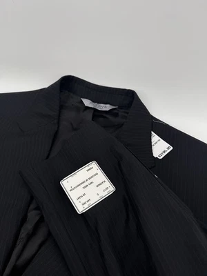 NWT Jos. A. Bank Signature Platinum 2pc Suit 46R Black Pinstripe Made In Italy - Image 1 of 4