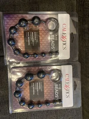 Lote De 2 Cuentas Anales Cal Exotics X-10 Negras - Cuentas Anales Graduadas Juego Anal Foto 1 de 3