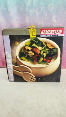 3 Piece Kamenstein 11 1/2" Salad Bowl Satin Wood Set  - Image 1 of 4