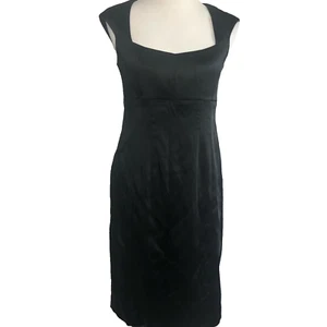 Calvin Klein Black Satin Cocktail Dress w/ Wide Neck & Cap Sleeves, Size 6, NWOT - Picture 1 of 4