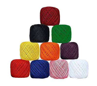 Cotton Thread Crochet Knitting Craft  Embroidery Multicolour  20 g Pack of 10Pcs - Image 1 of 4