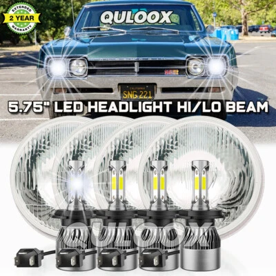 4PCS 5 3/4" 5.75 LED Headlights High/Low For Oldsmobile 442 98 F85 Cutlass - Image 1 of 4