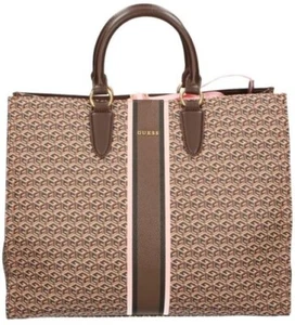 GUESS Rianee G Würfel Handtasche Tote Damen Tasche Aus Brown Multi - Bild 1 von 8