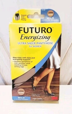 FUTURO Ultra Sheer Pantyhose Energizing Support Mild French Cut Nude Large - Image 1 of 2