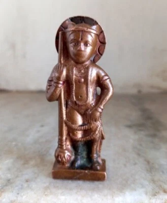 Antigua Estatuilla Antigua Rara Cobre Adoración Dios Hindú Murugan Kartikeya Subrahmanya Foto 1 de 4