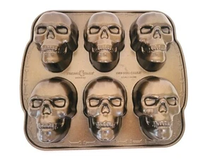 Nordic Ware Mini Skull Cakelet Muffin Bake Pan Halloween - Picture 1 of 3