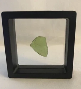 Authentic Green Sea Glass - Framed In Floating Frame Display - Green Glass - Picture 1 of 8