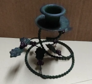 Metal Green Grapevine Candle Taper Holder 4" tall - Picture 1 of 4