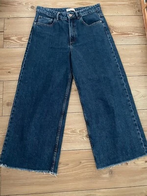 Zara Rare Extra Wide Vintage High Waisted Flare Jeans Fray Hem Like Trinny 38 12 - Image 1 of 4