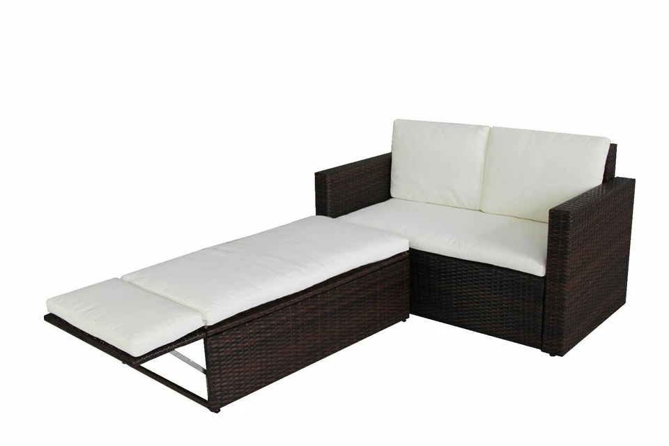 EVRE Rattan Outdoor Garten Terrasse Korb Möbelset Sonnenbett Sofa 2-Sitzer Liege