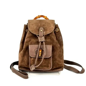 Gucci Rucksack Tasche Bambus Wildleder braun 003 2058 0030 Leder Japan X03-0214 - Bild 1 von 24