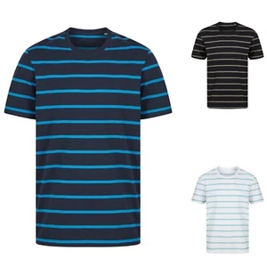 Camiseta a Rayas Para Hombres Manga Corta Cuello Redondo Calce Relajado Informal Algodón Prendas para el torso - Imagen 1 de 10